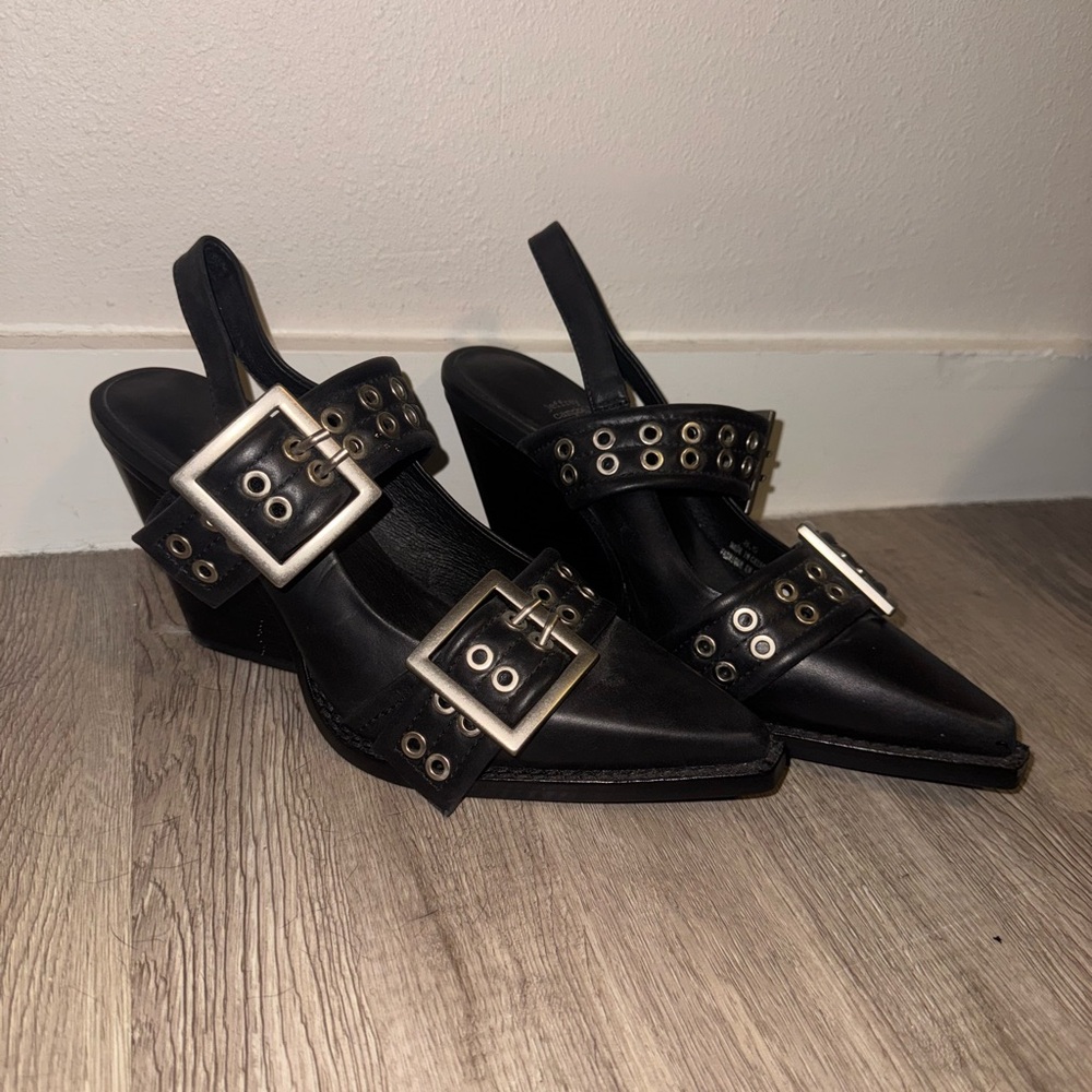 Jeffrey Campbell Black Heels with Buckle Detail